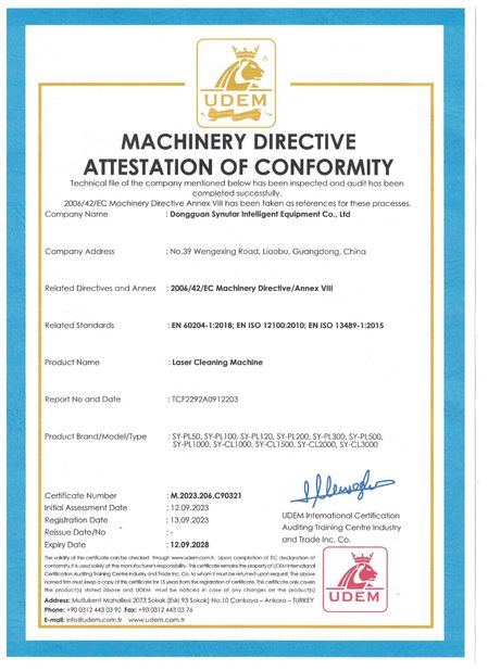 Çin Dongguan Synutar Intelligent Equipment Co., Ltd. Sertifikalar